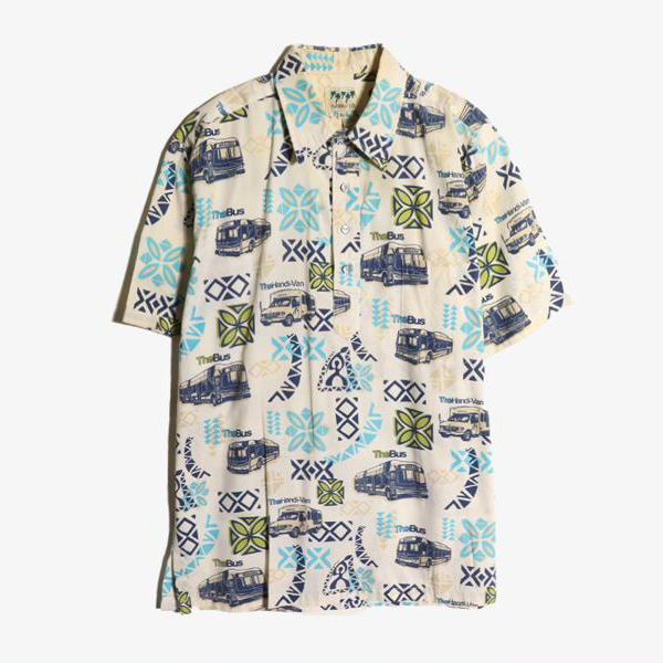 HAWAII I.D -  코튼 폴리 하와이안 셔츠   Made In Hawaii  Man L