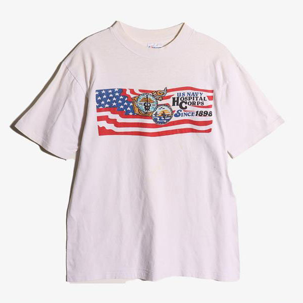 HANES - 해인즈 코튼 라운드 티셔츠   Made In Usa  Man M