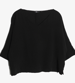 UNIQLO - 유니클로 폴리 브이넥 티셔츠   Women M / Color - Black