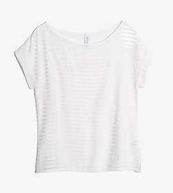 HELIOPOLE - 헬리오폴 레이온 폴리 보더 티셔츠   Women M / Color - White