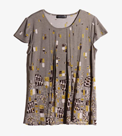 PURSUIT DE IDEAL -  폴리 라운드 패턴 티셔츠   Women M-L